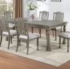 Dining Table 6x Side Chairs 7pcs Dining Set Light Grey Finish Dining Room Furniture Plush Upholstered Fabric Seat Contemporary Style